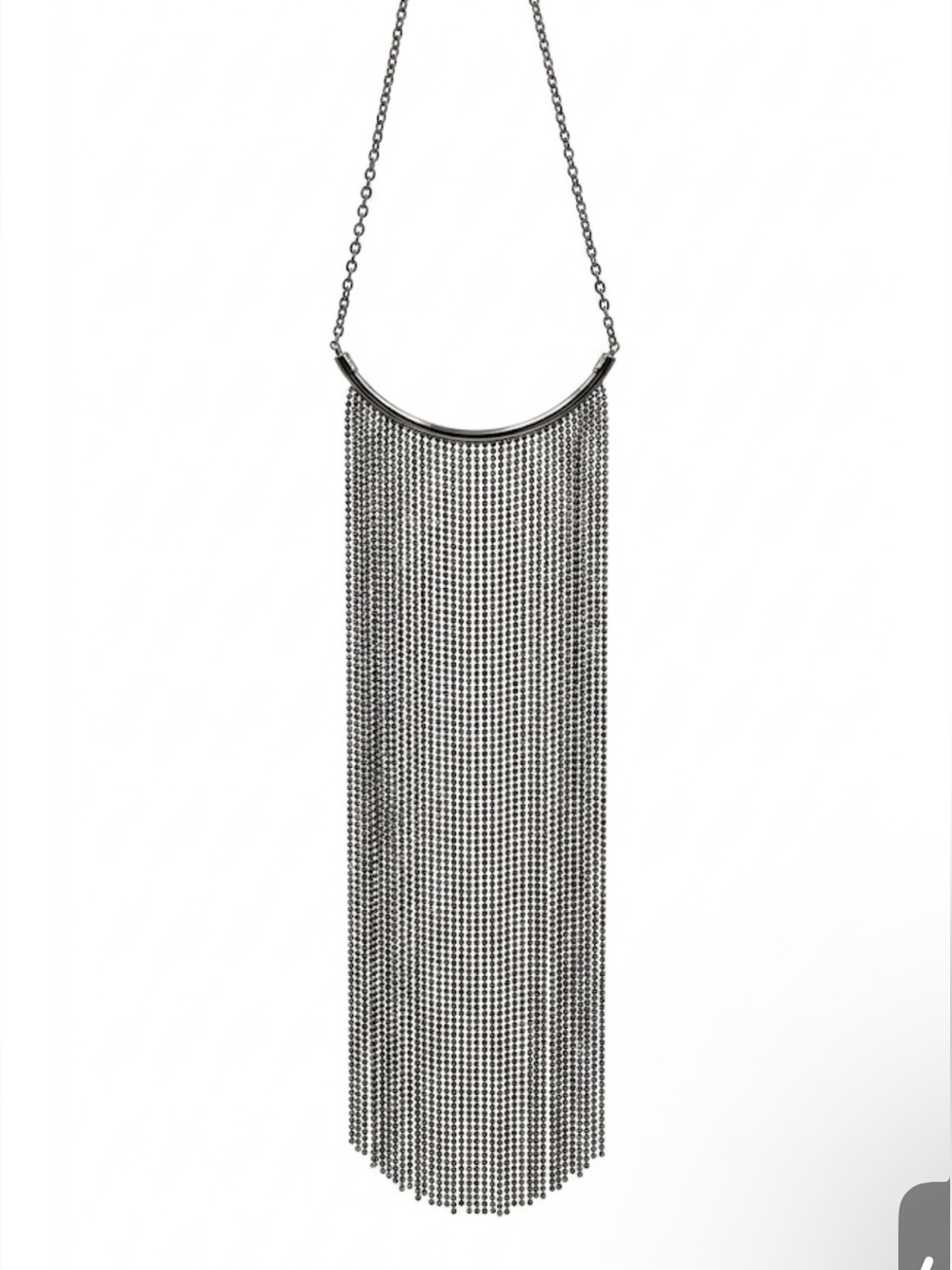 Gunmetal Statement Fringe Necklace